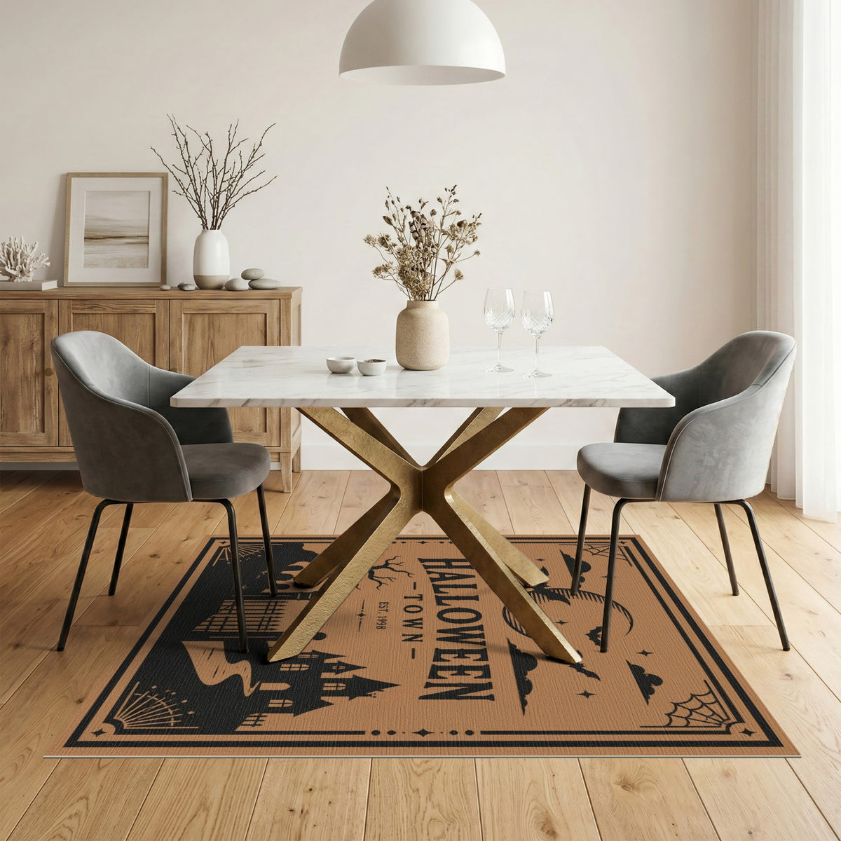 Halloween Town Silhouette Area Rug