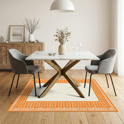 Orange Geometric Modern Orange Geometric Border Area Rug