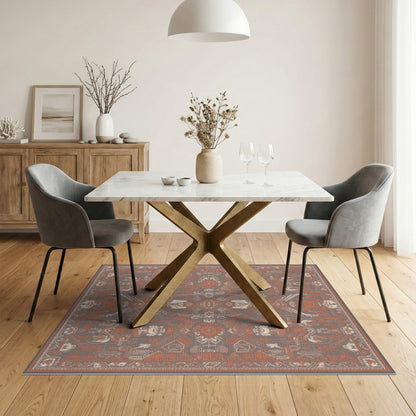 Orange Tribal Geometric Area Rug