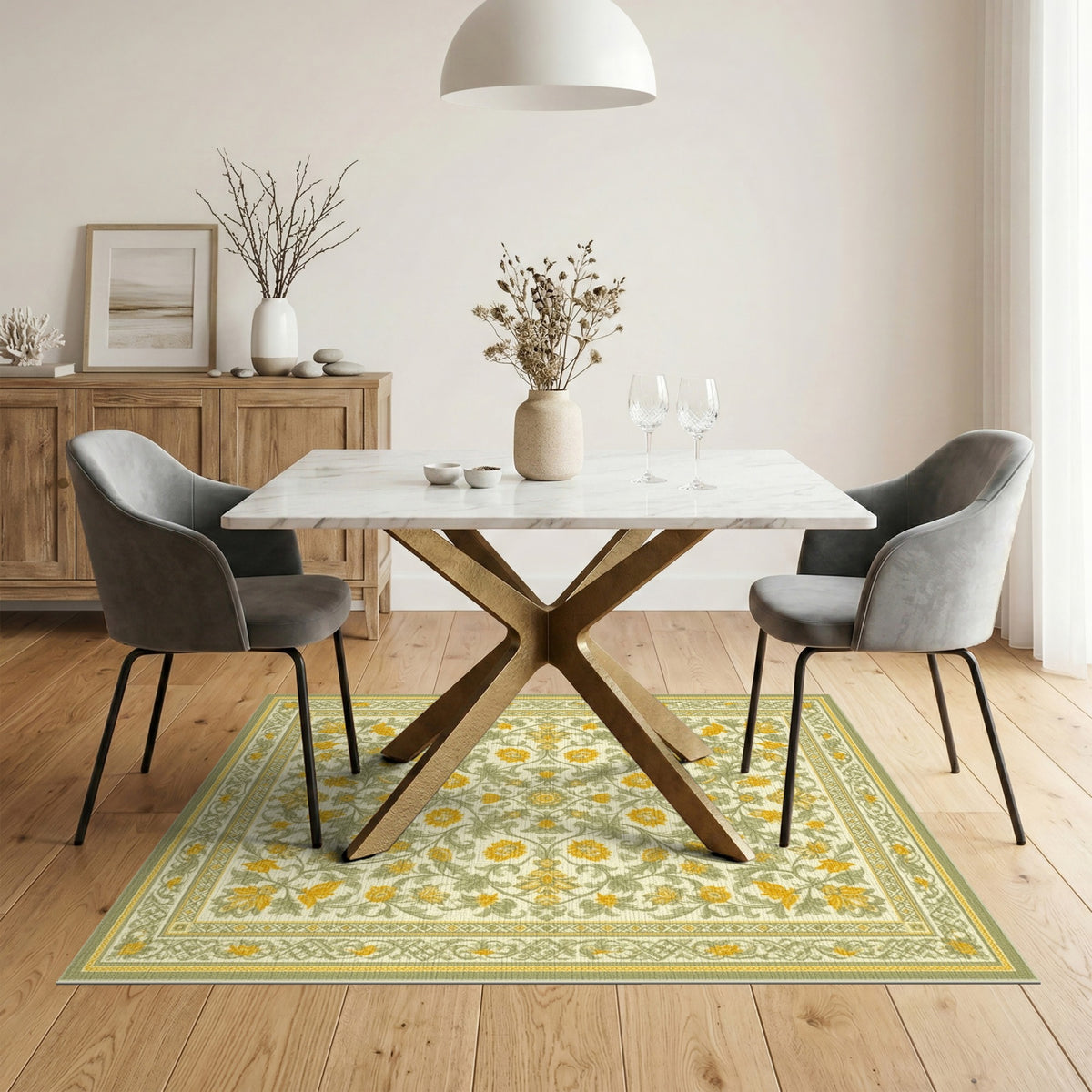 Yellow Floral Vintage No. 22 Area Rug