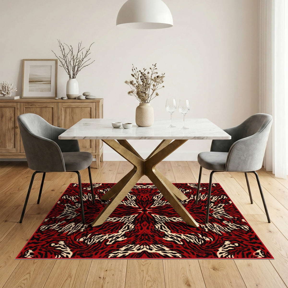 Abstract Area Bold Red Abstract Area Rug
