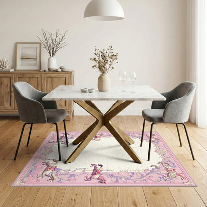 Pink Carousel Horse Floral Area Rug