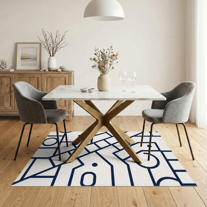 Blue and Teal Navy Geometric Area Rug