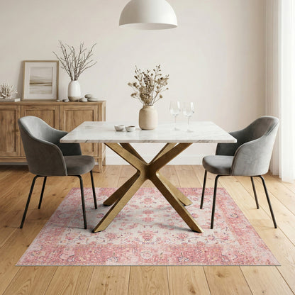 Blush Pink Floral Vintage No. 40 Area Rug