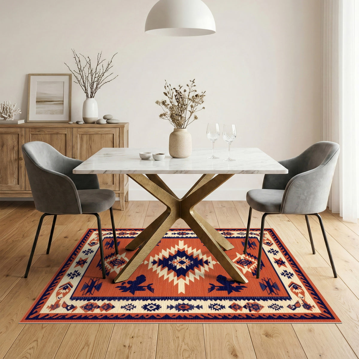 Southwestern Orange Geometric No. 27 Area Rug