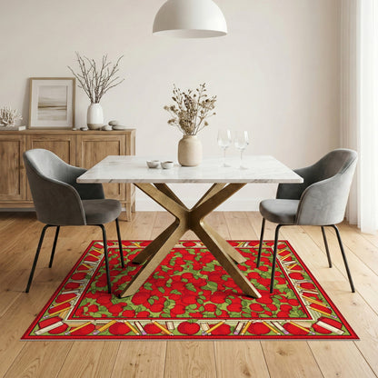 Red Apple Kids Area Rug with Pencil Border