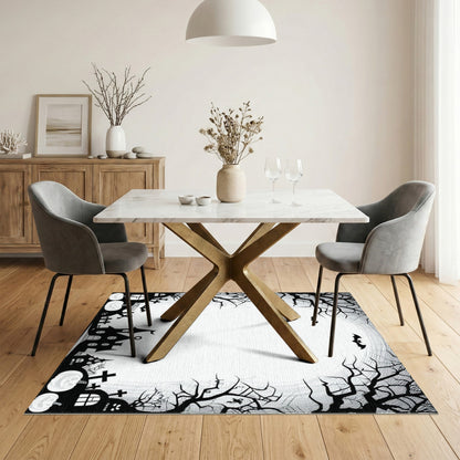 Spooky Halloween Silhouette Washable Area Rug