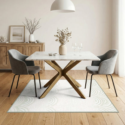 Soft Green Scallop Wave Area Rug