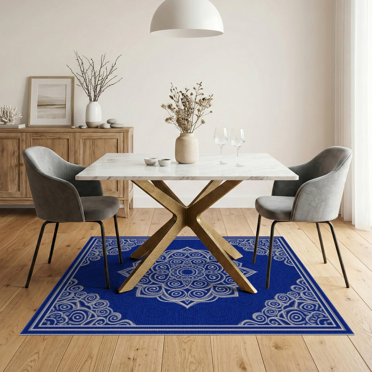 Blue Mandala Medallion Area Rug