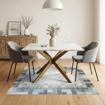 Grey Geometric Block Area Rug