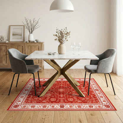 Red Floral Vintage Area Rug