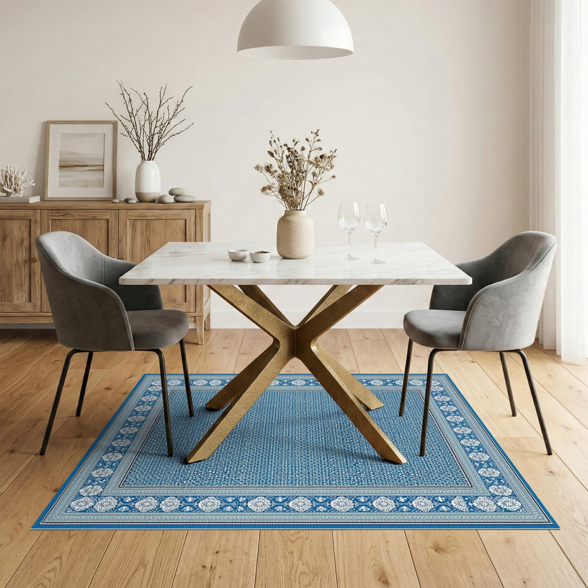 Blue and Teal Traditional Persian Blue Traditional Persian Area Rug