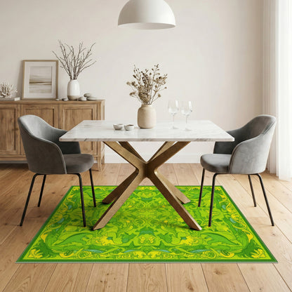 Kids Cartoon Green Dinosaur Kids Cartoon Area Rug