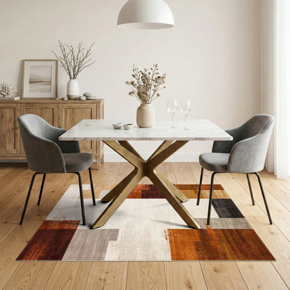 Modern Geometric Brown Tan Area Rug