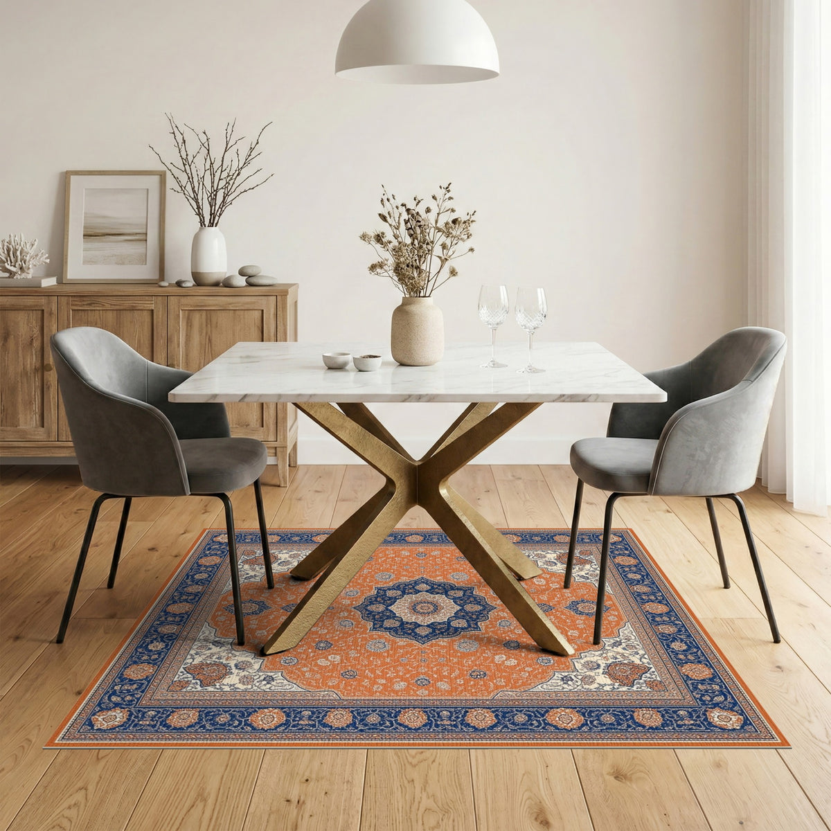 Orange Persian Medallion No. 13 Area Rug