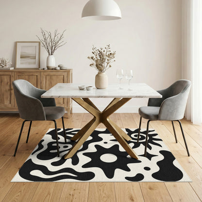 Abstract Area Bold Black White Abstract Area Rug