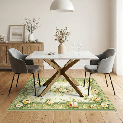 Floral Vintage Green Floral Vintage Rose Area Rug
