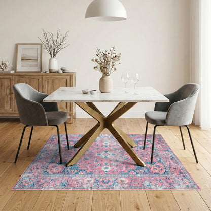 Pink Distressed Vintage Pink Floral Distressed Vintage Area Rug