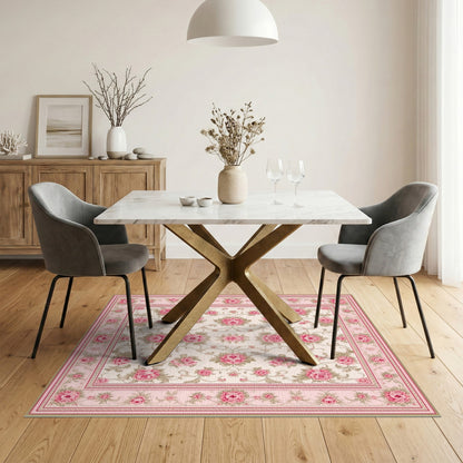 Pink Rose Floral Vintage No. 18 Area Rug