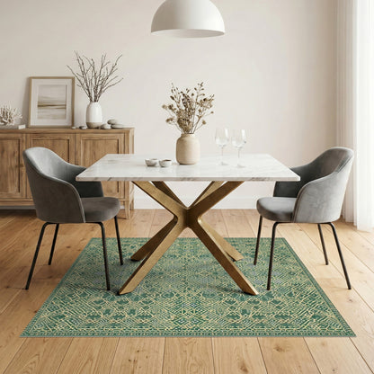 Green Traditional Persian Green Area Rug
