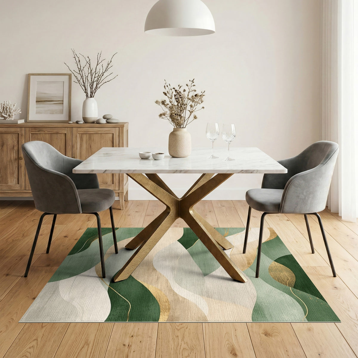 Abstract Area Green Abstract Wave Area Rug