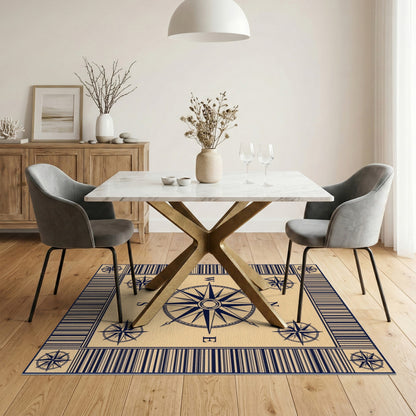 Nautical Compass Beige Area Rug
