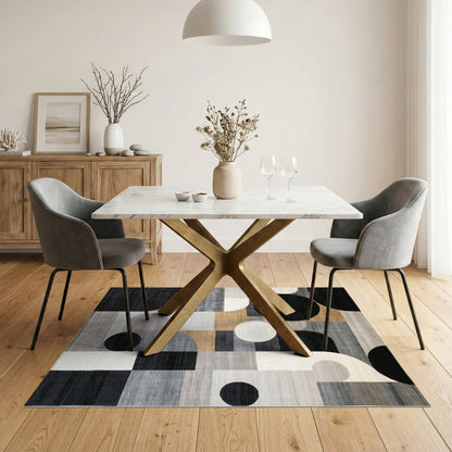 Black White Geometric Modern No. 40 Area Rug