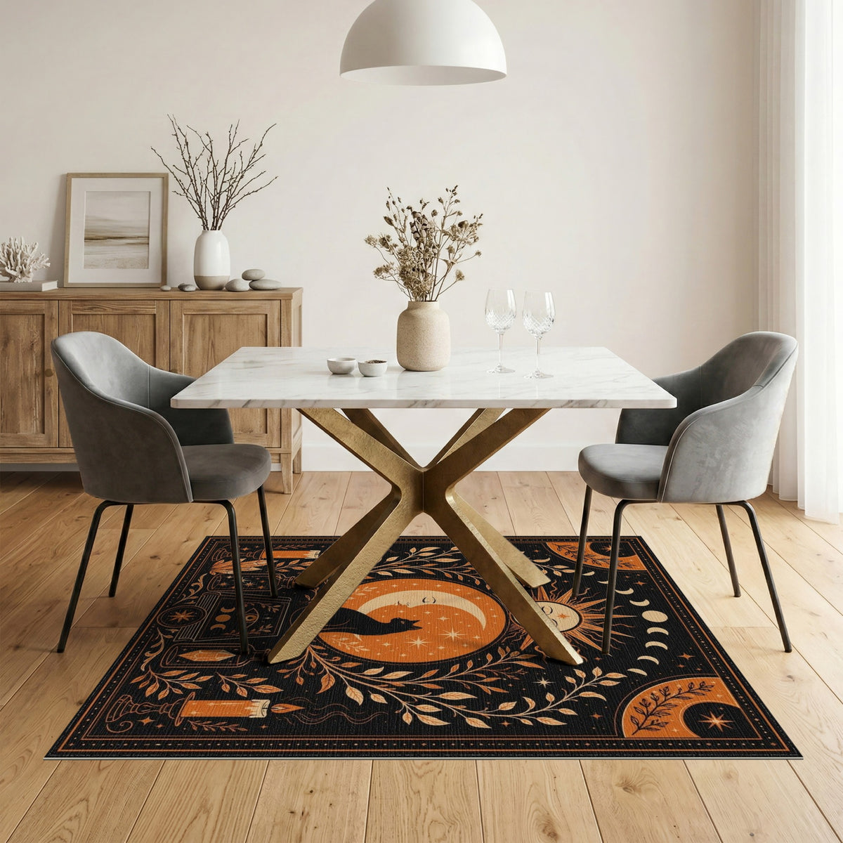 Celestial Cat Boho Area Rug