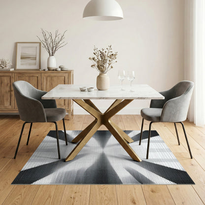 Black and White Black White Geometric Burst Area Rug