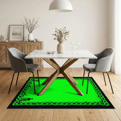 Green Distressed Chain Skeleton Area Rug