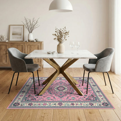 Pink Floral Medallion Vintage No. 8 Area Rug