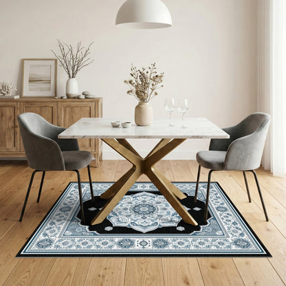 Blue Teal Mandala Traditional Persian Rug
