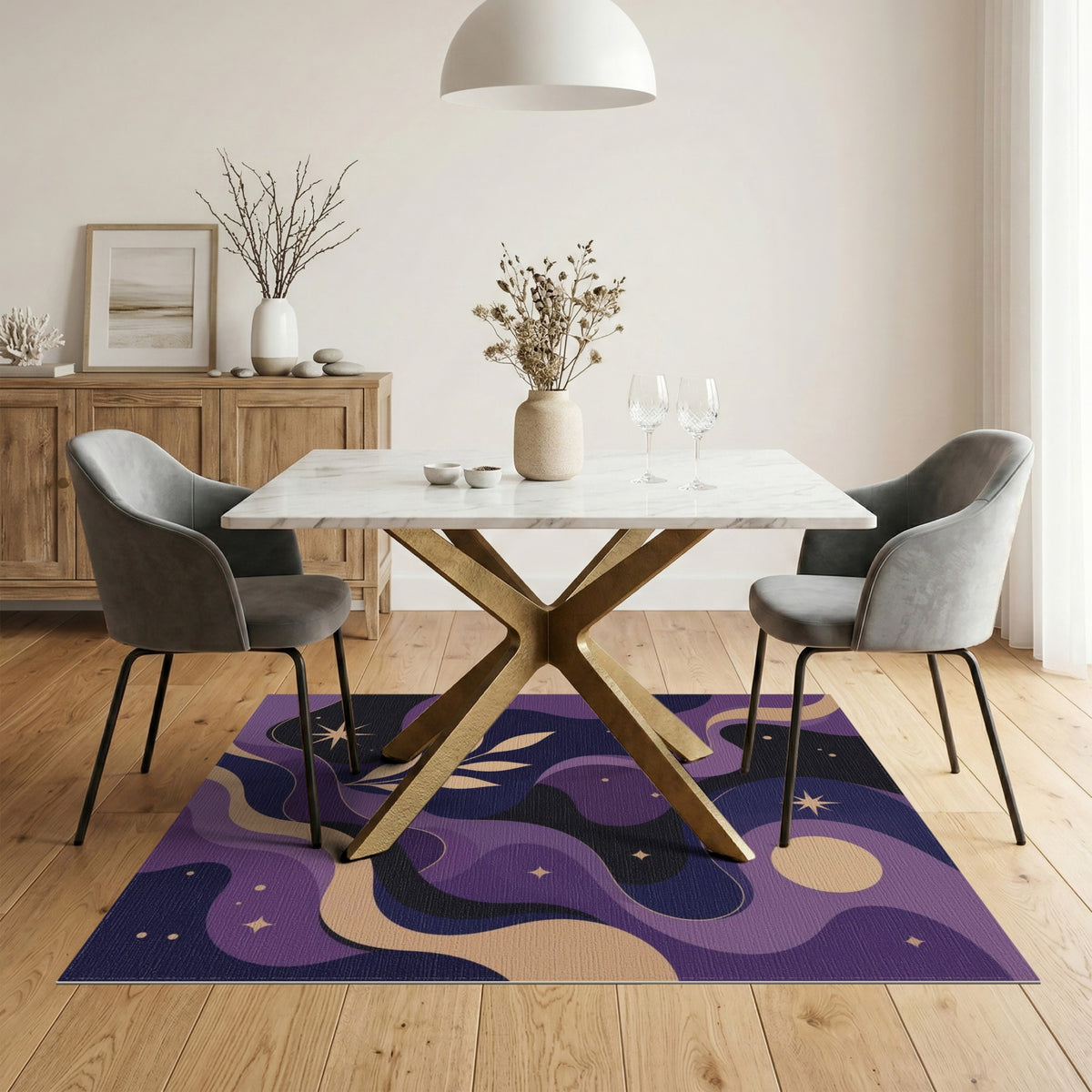 Purple Celestial Wave Area Rug