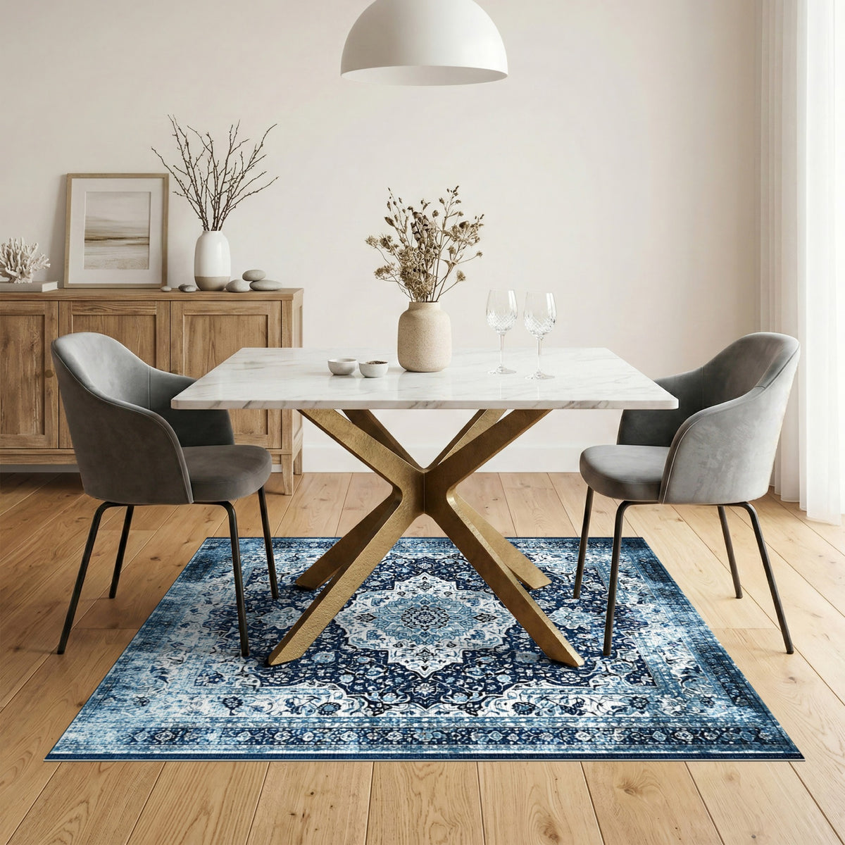 Blue Persian Medallion Area Rug