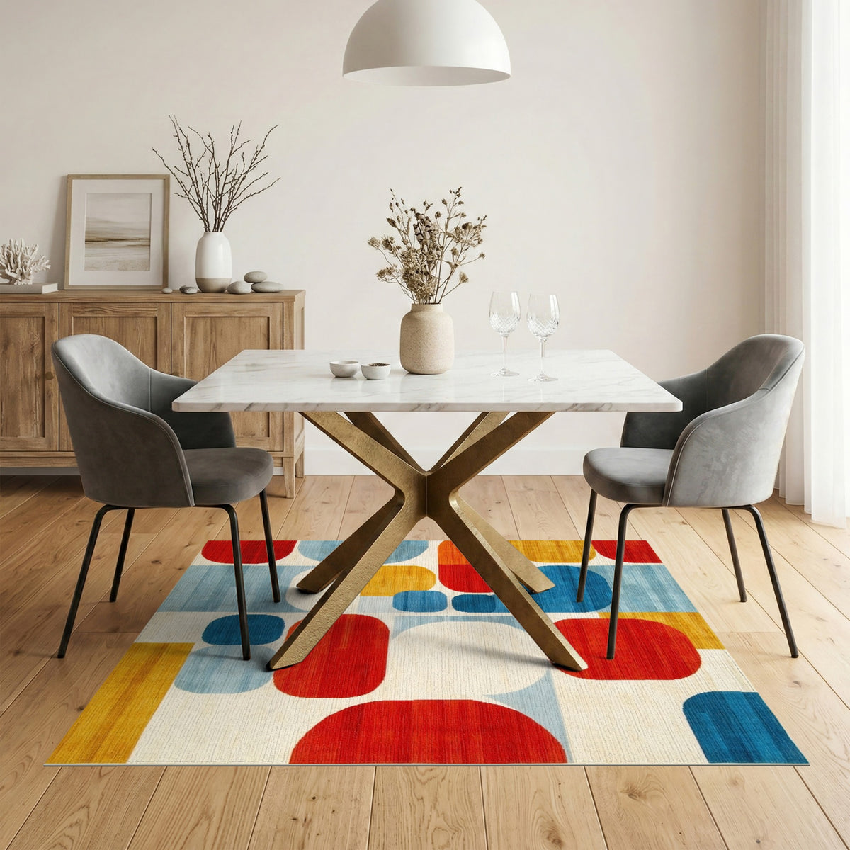 Bold Geometric Multi-Color Area Rug