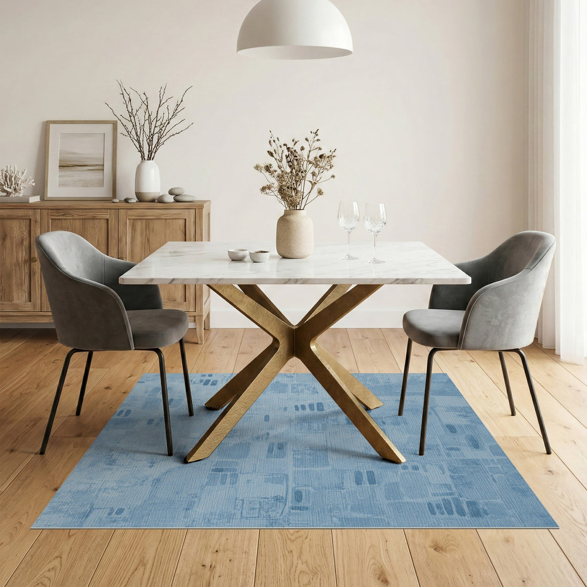 Blue Abstract Block Area Rug