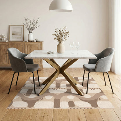 Brown and Tan Brown Wavy Abstract Area Rug