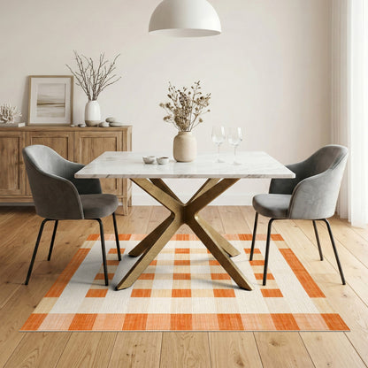 Orange Geometric Modern Orange Geometric Checkered Area Rug