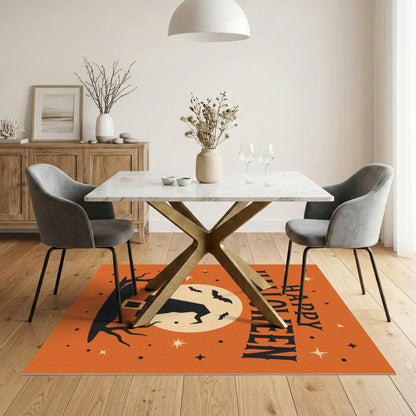 Happy Halloween Witch Hat Orange Area Rug