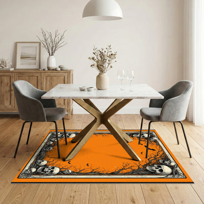 Halloween Skulls Orange Area Rug