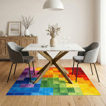Rainbow Spectrum Grid Area Rug