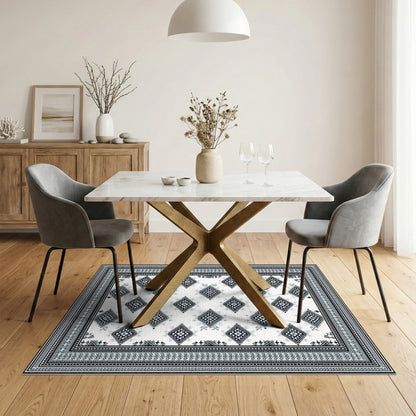 Black White Heritage Tribal Area Rug