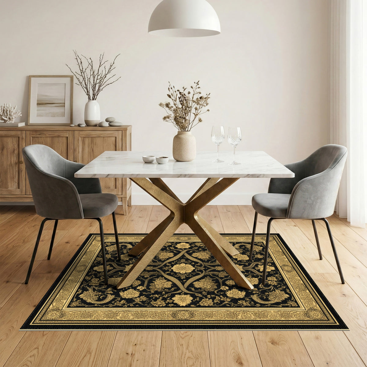 Floral Vintage Gold Floral Vintage Area Rug