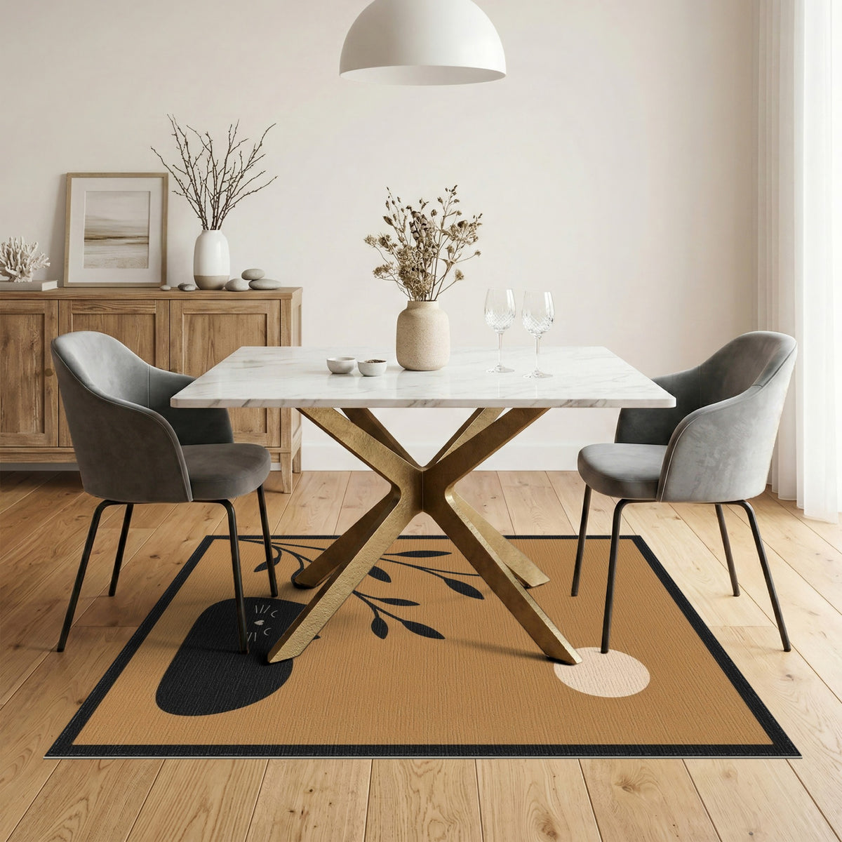 Sleeping Black Cat Area Rug