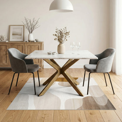 Abstract Beige Brown Organic Area Rug