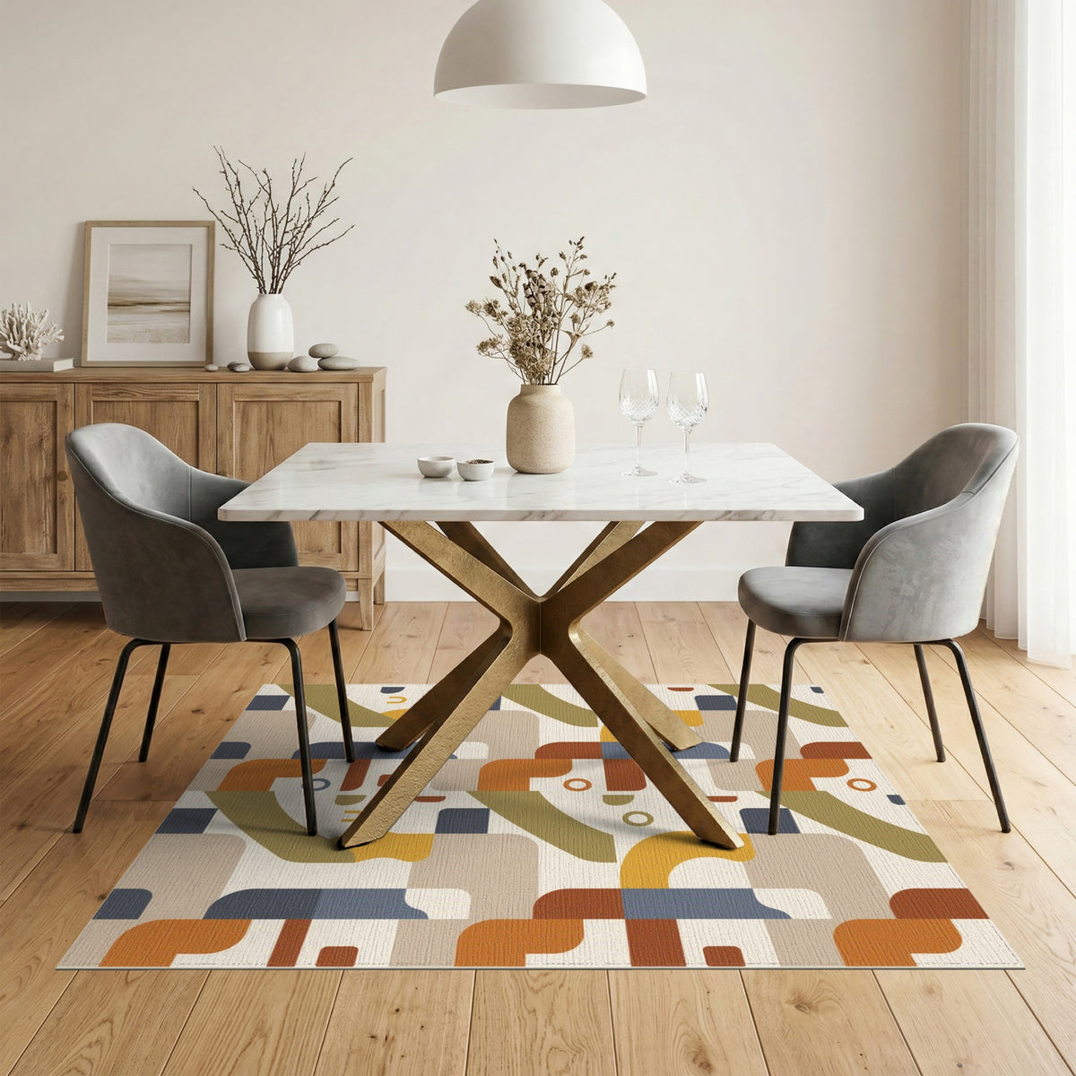 Multi-color and Patterns Geometric Modern Geometric Multi-Color Area Rug