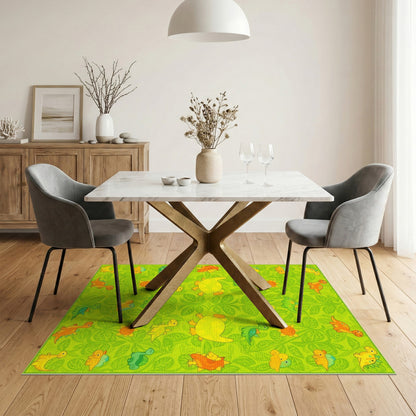 Green Dinosaur Kids Cartoon Washable Area Rug