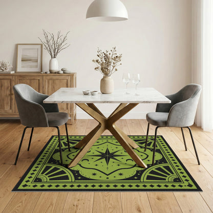 Green Geometric Modern Green Celestial Star Area Rug