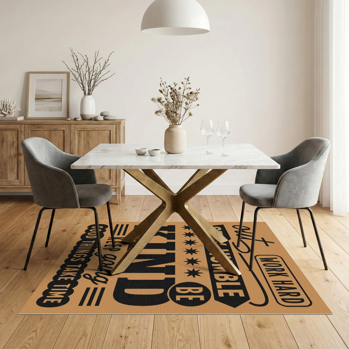 Motivational Quotes Brown Area Rug