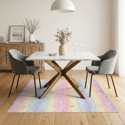 Pastel Rainbow Swirl Area Rug